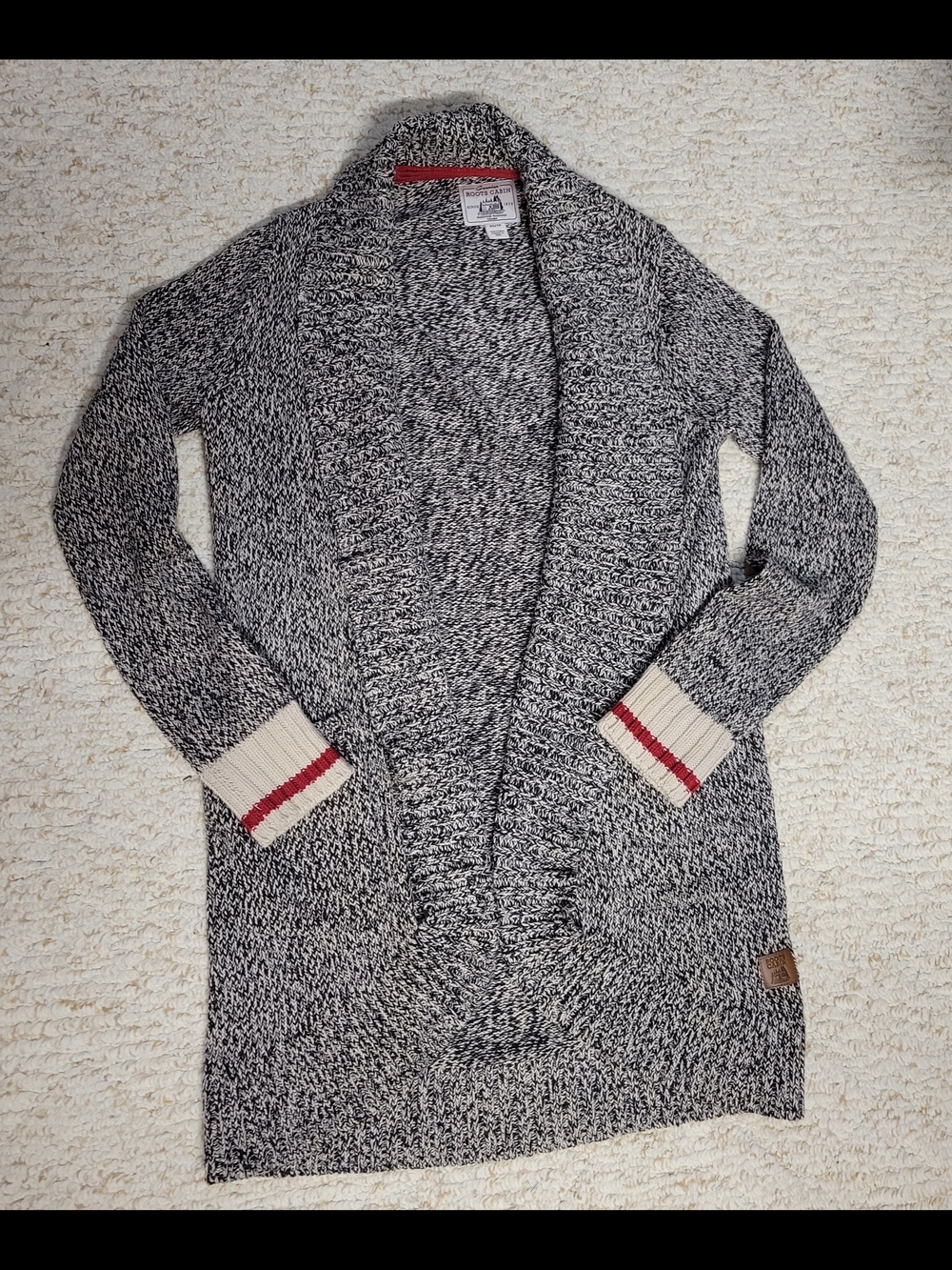 ROOTS- Black & White Open Front Cardigan